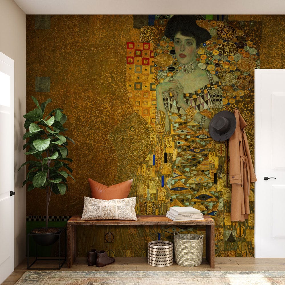 Artistic Golden Geometric Mural Wallpaper