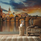 Sunset Cityscape Bridge Wall Mural