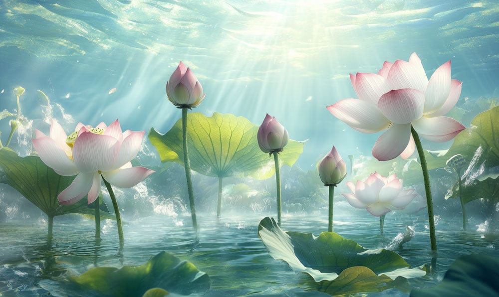 Radiant Lotus Waters Mural Wallpaper