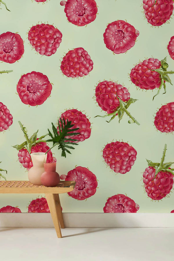 Pink Raspberry Botanical Mural Wallpaper | Ever Wallpaper – Everwallpaper