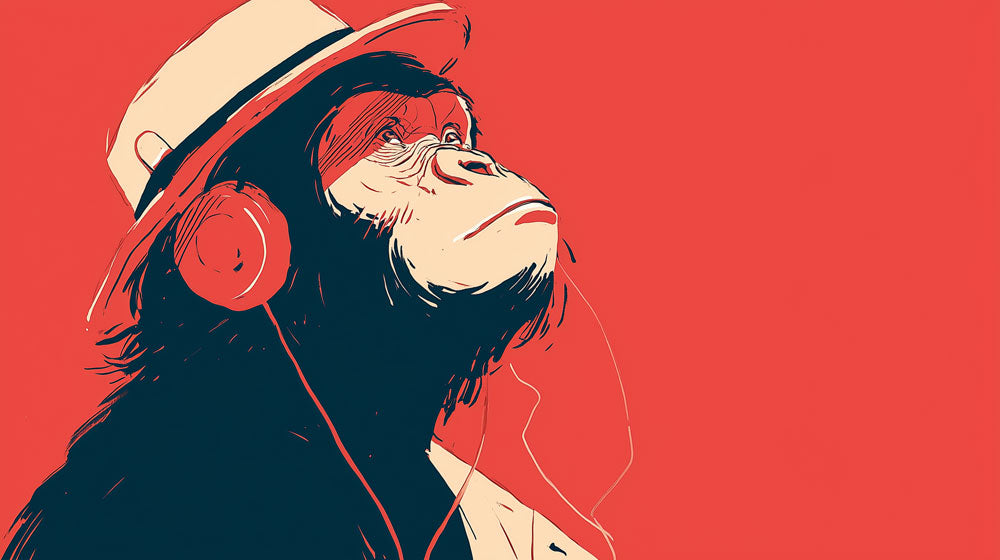 Retro Beat Chimp Mural Wallpaper