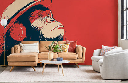 Retro Beat Chimp Mural Wallpaper