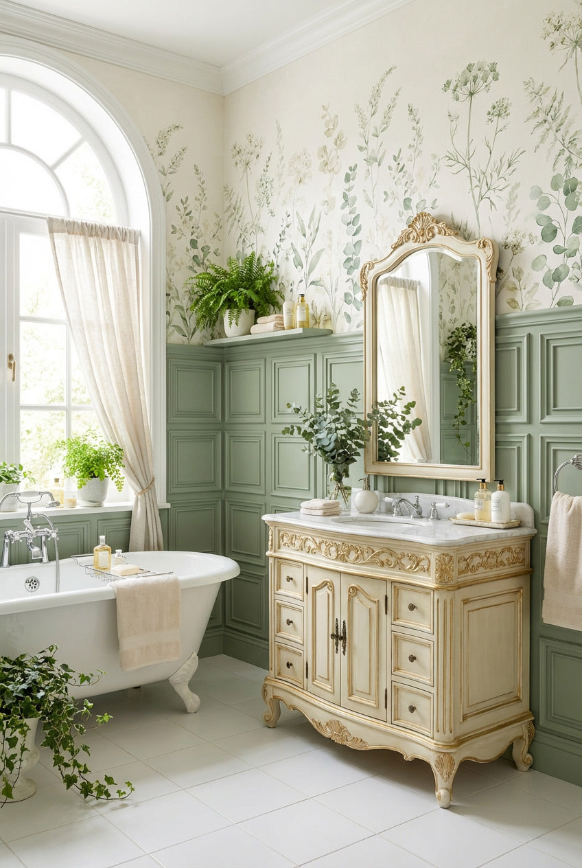 Sage Green Classic Panel Grid Wallpaper – Everwallpaper