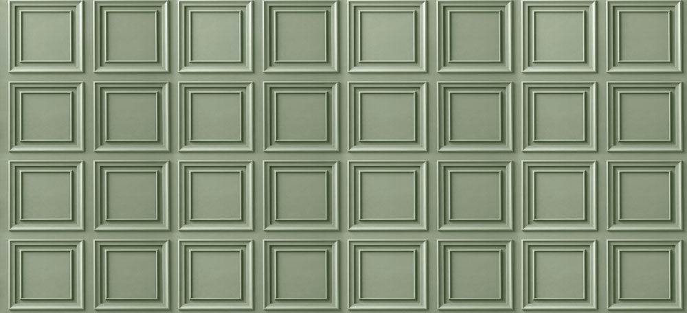 Sage Green Classic Panel Grid Wallpaper