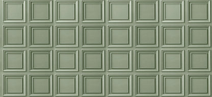 Sage Green Classic Panel Grid Wallpaper