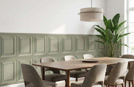 Sage Green Classic Square Panel Wall Mural Wallpaper
