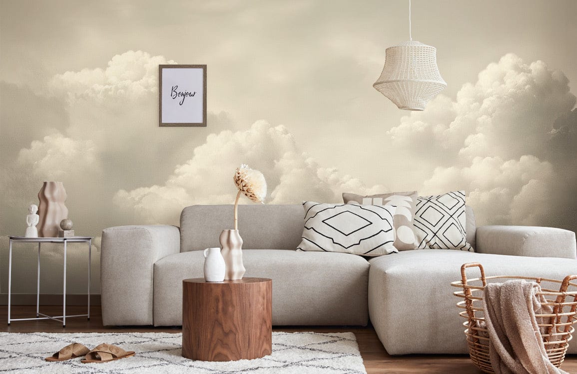 Soft Ivory Cloudscape Mural Wallpaper