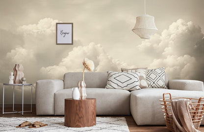 Soft Ivory Cloudscape Mural Wallpaper