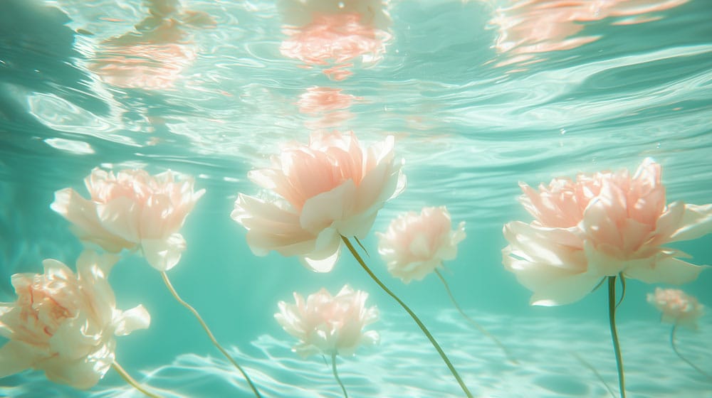 Submerged Petal Serenity Mural Wallpaper