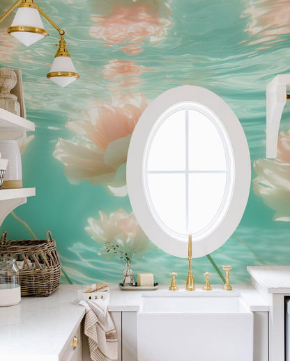 Submerged Petal Serenity Mural Wallpaper