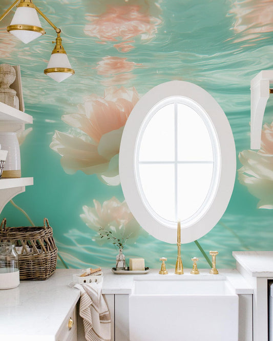 Submerged Petal Serenity Mural Wallpaper