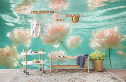 Submerged Petal Serenity Mural Wallpaper