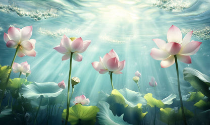Sunlit Lotus Serenity Mural Wallpaper