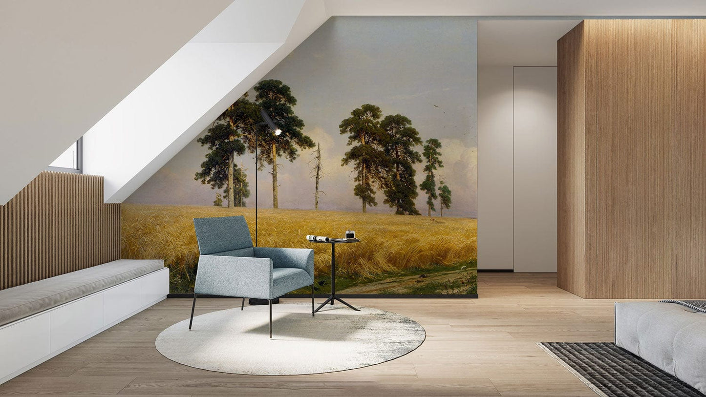 oil painting wallpaper mural lounge custom design