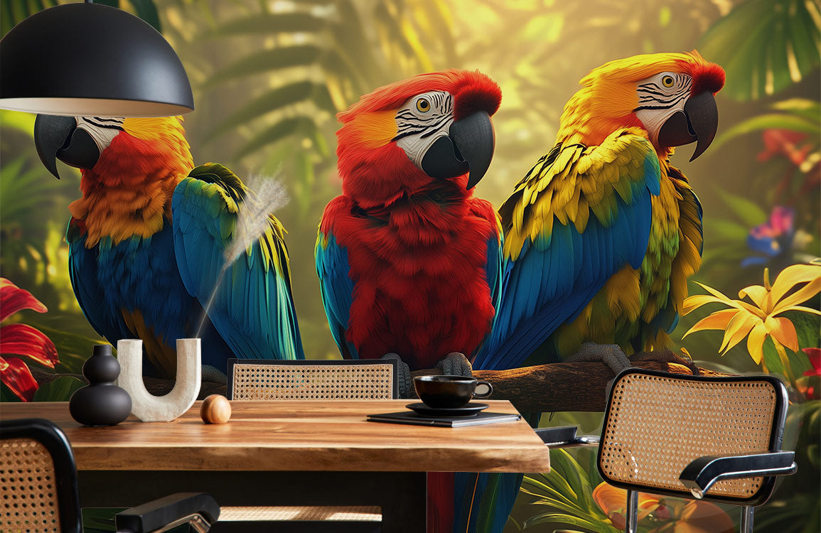 Tropical Parrot Harmony Mural Wallpaper