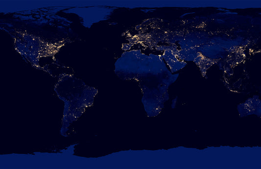 Dark Blue Earth Lights Mural Wallpaper