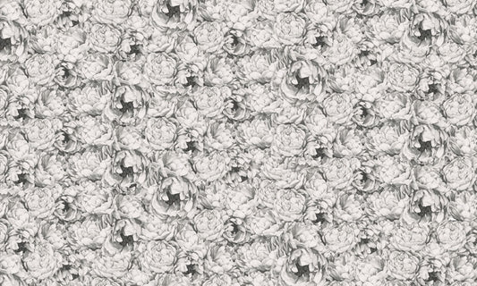 Vintage Grey Peony Pattern Wallpaper