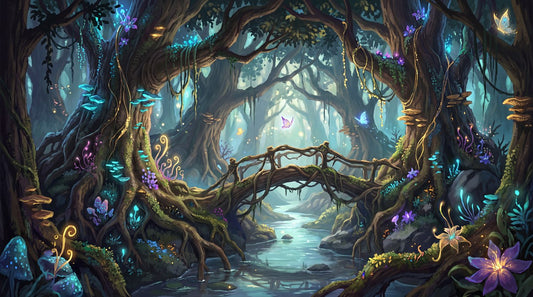 Teal Glow Enchanted Forest Wallpaper Mural - image 2