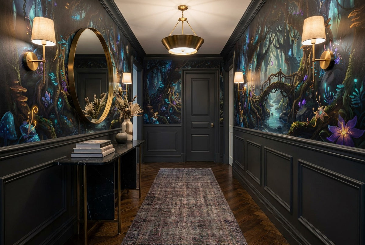 Teal Glow Enchanted Forest Wallpaper Mural - image 8
