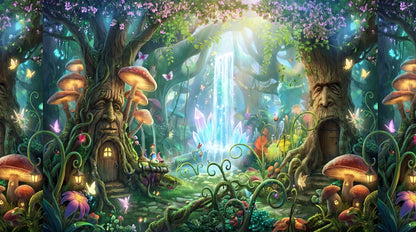 Teal Mushroom Enchanted Forest Wallpaper Mural - image 2