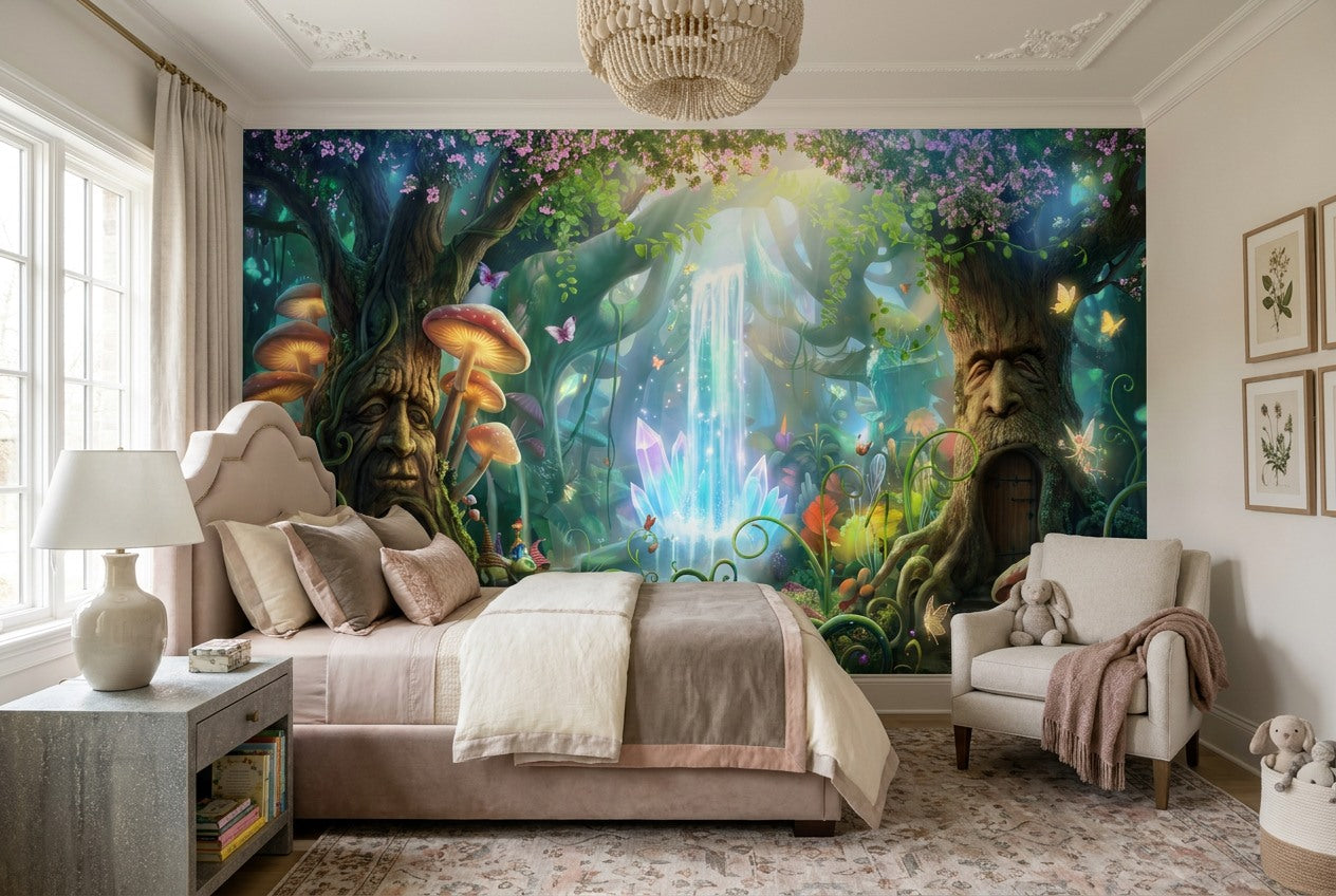 Teal Mushroom Enchanted Forest Wallpaper Mural - image 6
