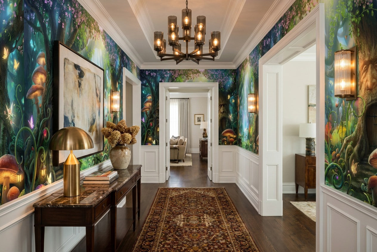 Teal Mushroom Enchanted Forest Wallpaper Mural - image 7