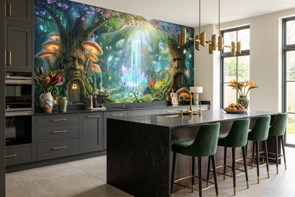 Teal Mushroom Enchanted Forest Wallpaper Mural - image 8