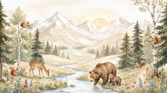 Beige Woodland Enchanted Forest Wallpaper Mural - image 2
