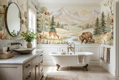 Beige Woodland Enchanted Forest Wallpaper Mural - image 4