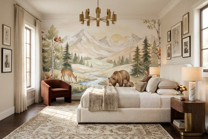 Beige Woodland Enchanted Forest Wallpaper Mural - image 5