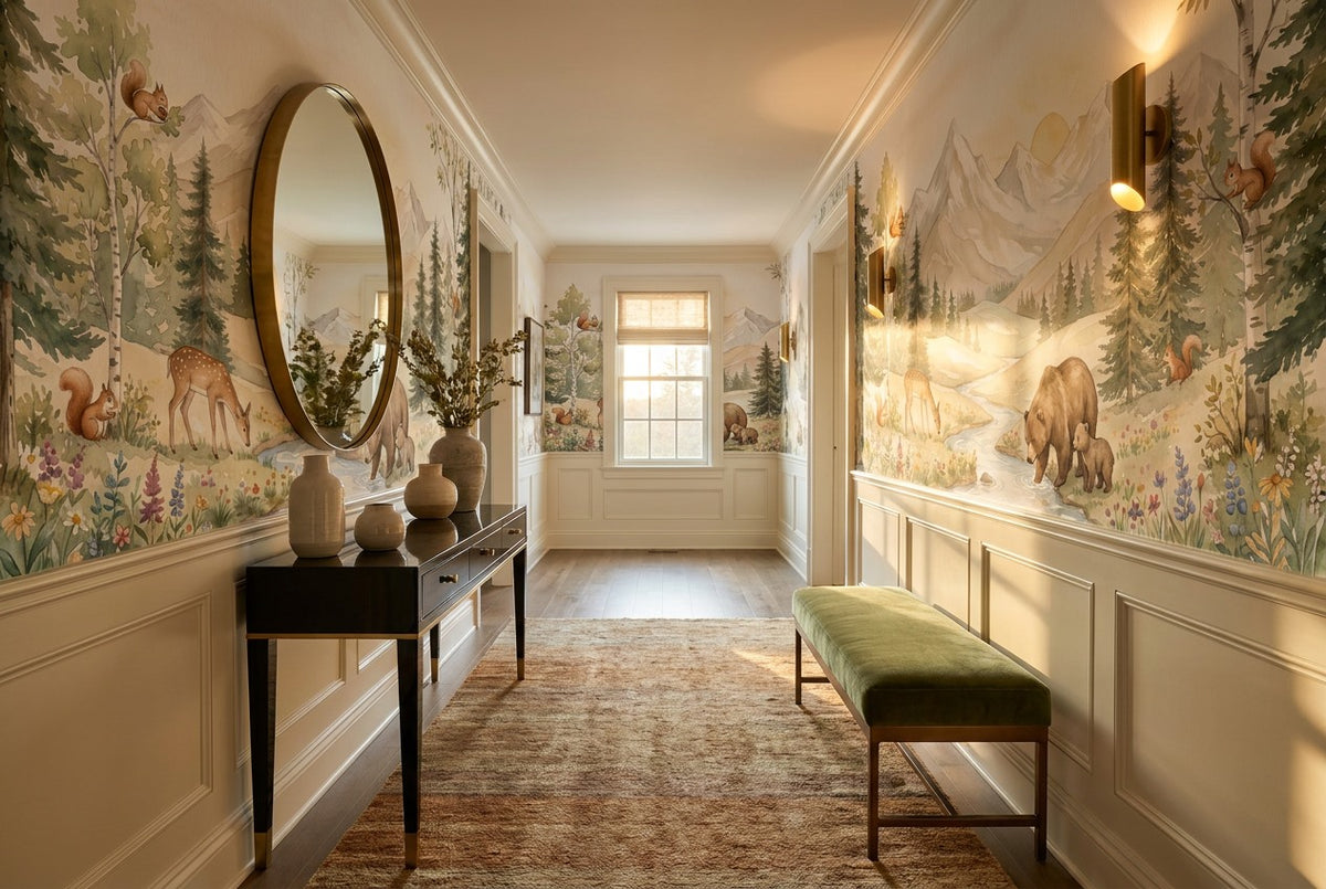 Beige Woodland Enchanted Forest Wallpaper Mural - image 6