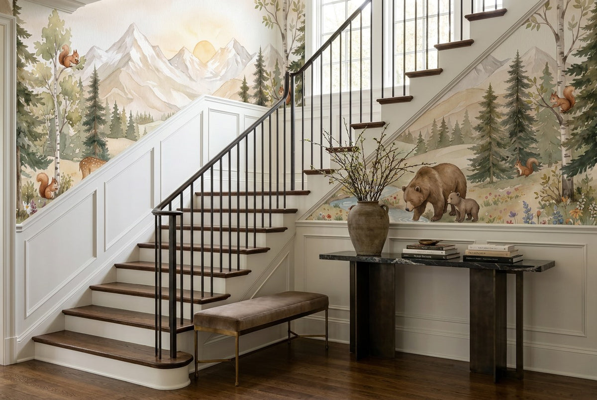 Beige Woodland Enchanted Forest Wallpaper Mural - image 7