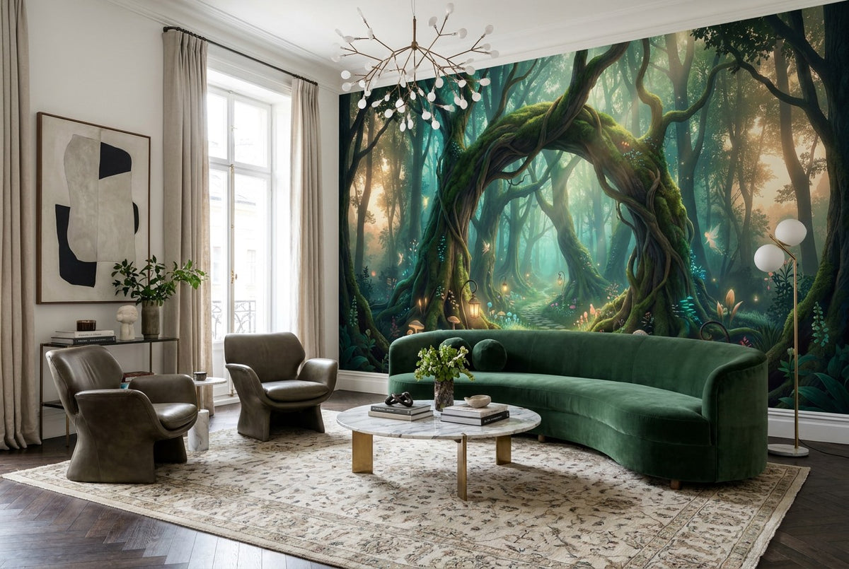 Teal Forest Path Enchanted Forest Wallpaper Mural - image 1