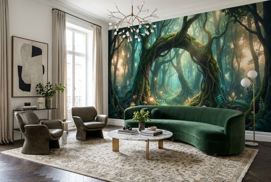 Teal Forest Path Enchanted Forest Wallpaper Mural - image 1