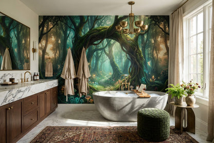 Teal Forest Path Enchanted Forest Wallpaper Mural - image 4
