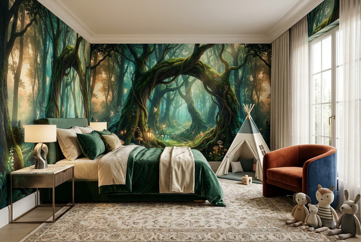 Teal Forest Path Enchanted Forest Wallpaper Mural - image 6