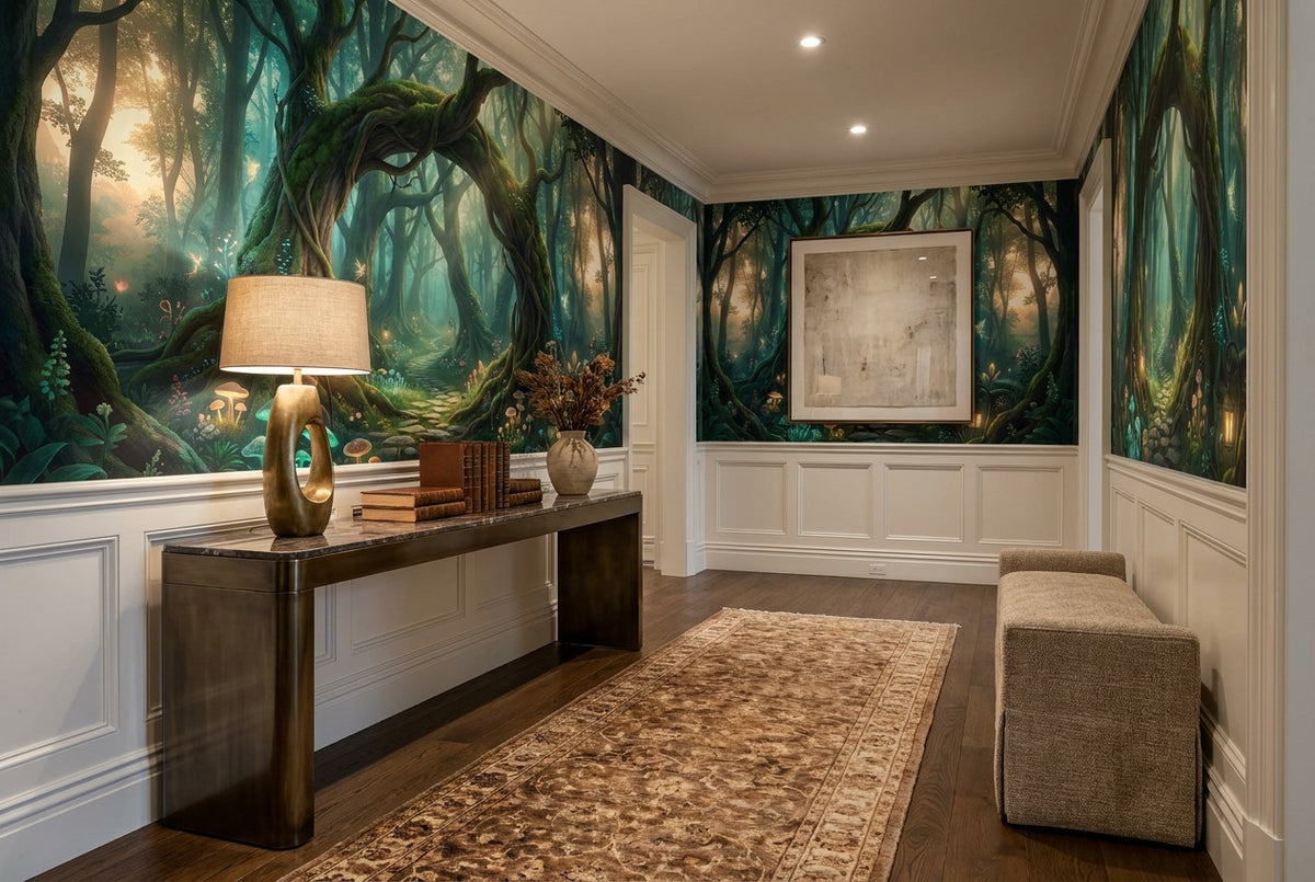 Teal Forest Path Enchanted Forest Wallpaper Mural - image 7