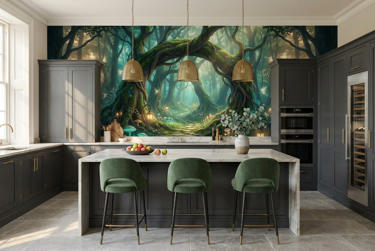 Teal Forest Path Enchanted Forest Wallpaper Mural - image 8