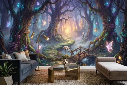 Purple Fairy Enchanted Forest Wallpaper Mural - image 1