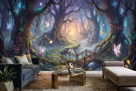Purple Fairy Enchanted Forest Wallpaper Mural - image 1
