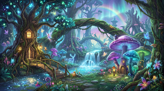 Teal Mushroom Enchanted Forest Wallpaper Mural - image 2