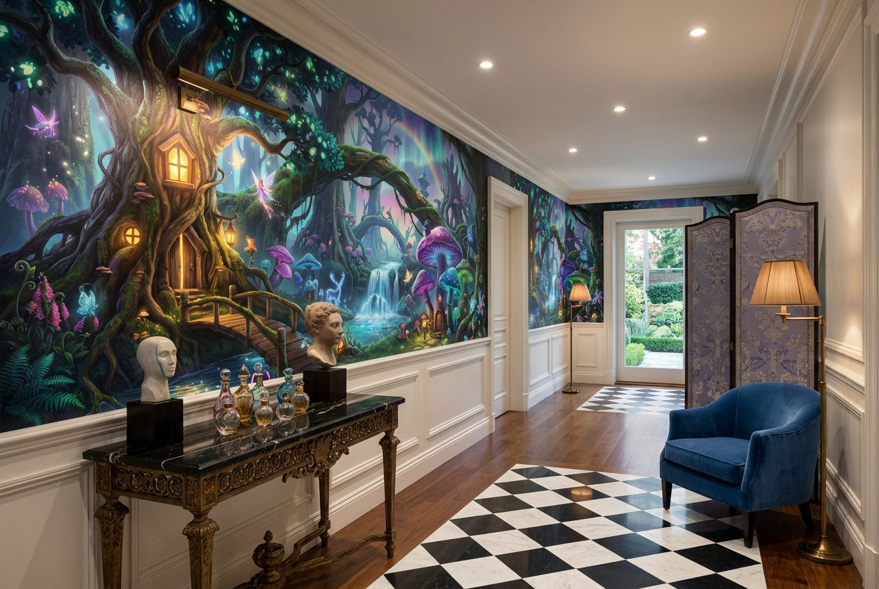 Teal Mushroom Enchanted Forest Wallpaper Mural - image 6