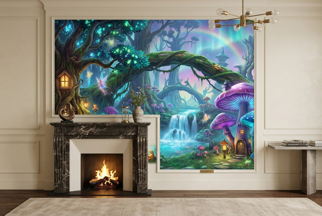 Teal Mushroom Enchanted Forest Wallpaper Mural - image 8