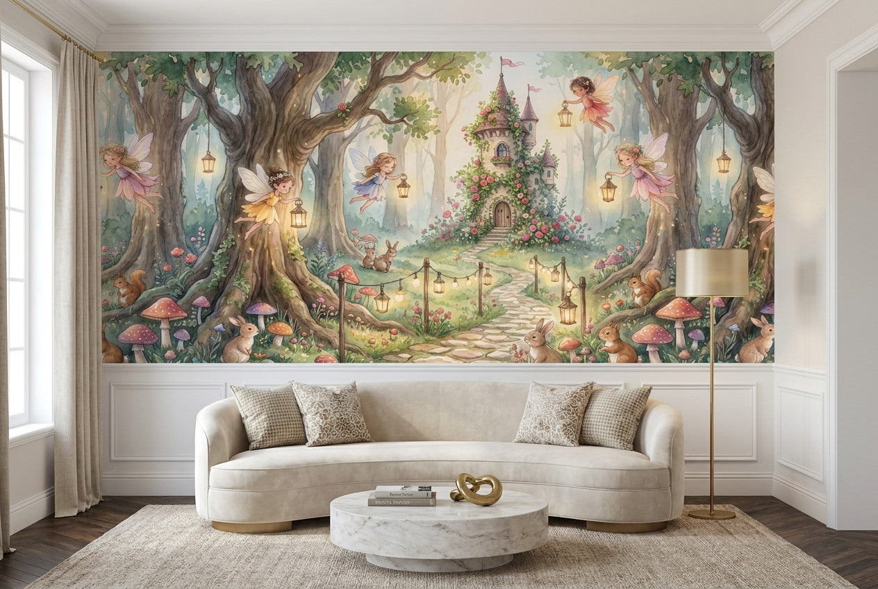 Pastel Fairy Tree Enchanted Forest Wallpaper Mural - image 1