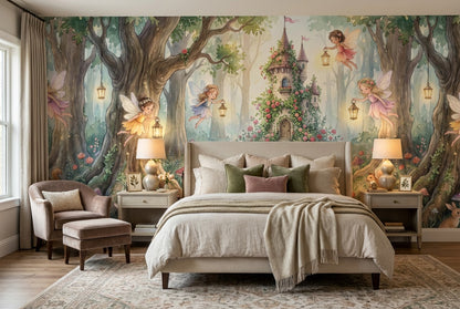 Pastel Fairy Tree Enchanted Forest Wallpaper Mural - image 6