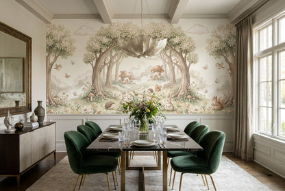 Beige Woodland Enchanted Forest Wallpaper Mural - image 3