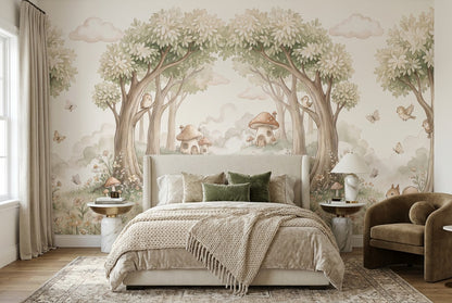 Beige Woodland Enchanted Forest Wallpaper Mural - image 5