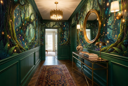 Green Firefly Enchanted Forest Wallpaper Mural - image 7