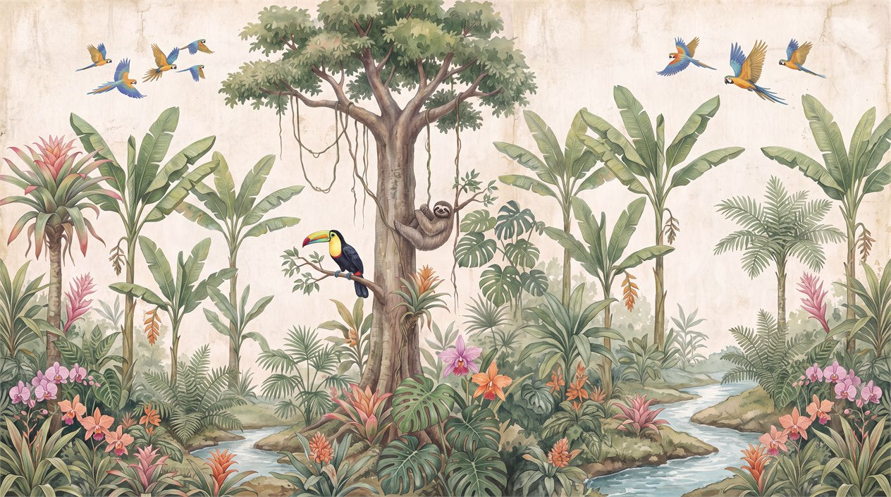 Teal Rainforest Wallpaper Mural - image 2