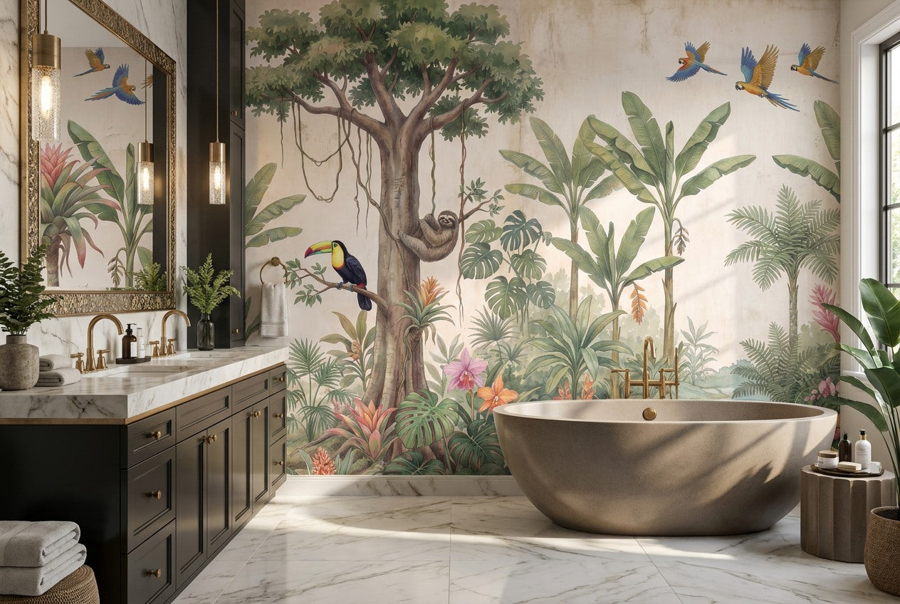 Teal Rainforest Wallpaper Mural - image 4
